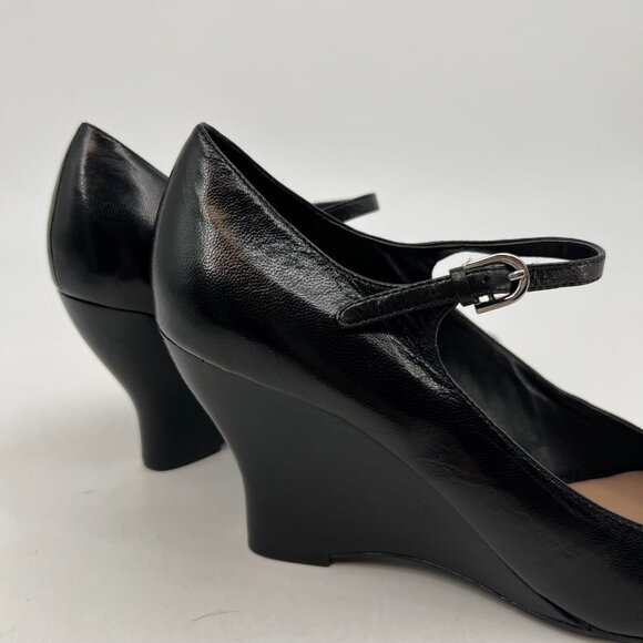 Franco Sarto Black Peep Toe Mary Jane Wedges | Size 10.5 - Picture 6 of 9